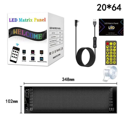 🌟LED Matrix Car Panel – App Controlled RGB Light 💡✨