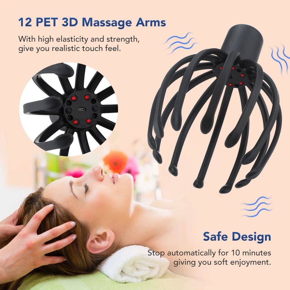 🧠 Electric Octopus Scalp Massager USB