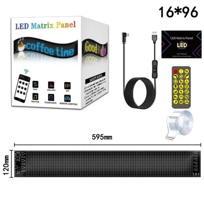 🌟LED Matrix Car Panel – App Controlled RGB Light 💡✨