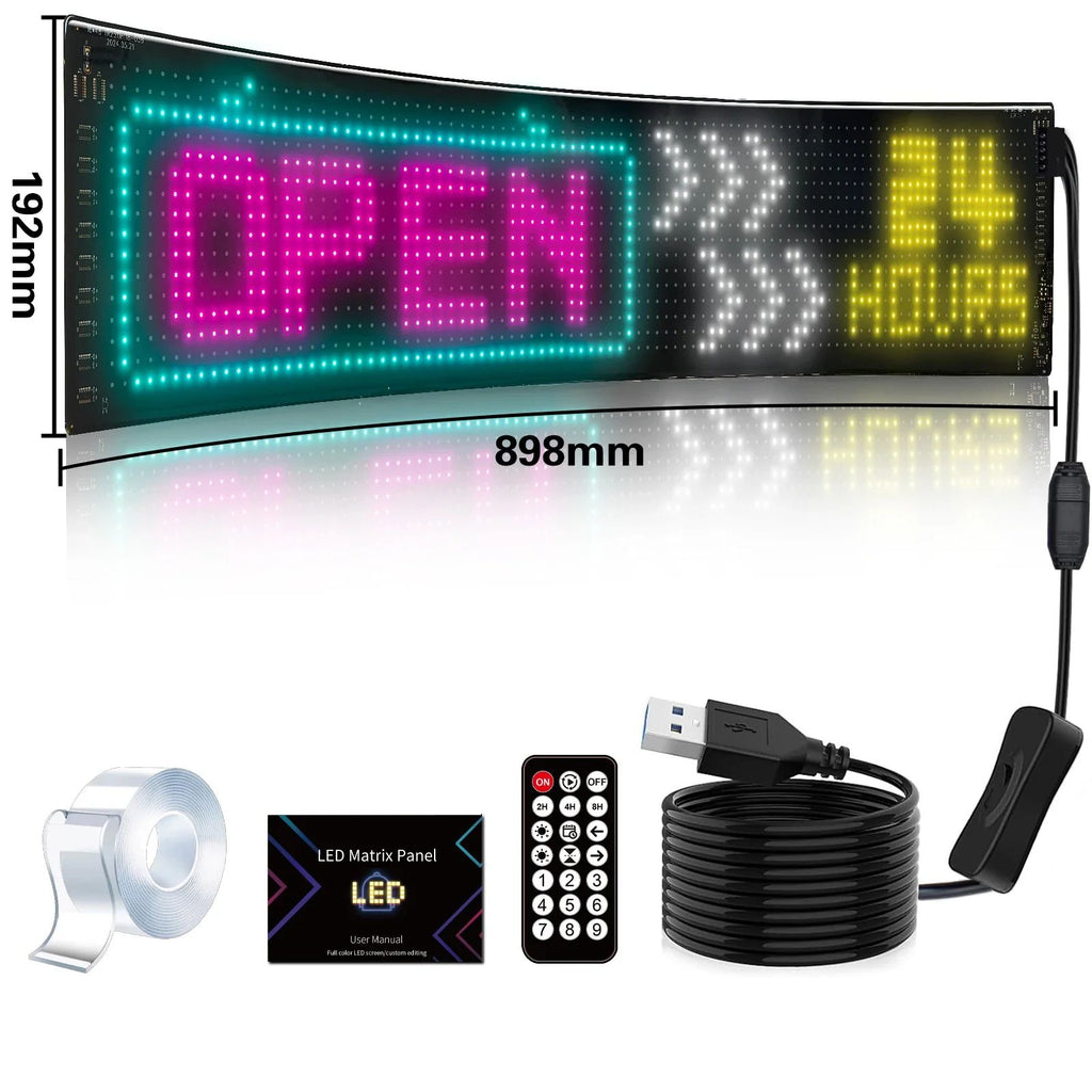🌟LED Matrix Car Panel – App Controlled RGB Light 💡✨