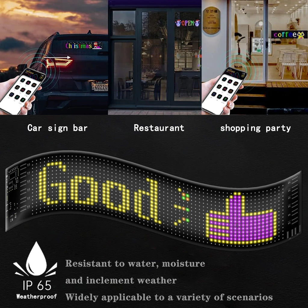 🌟LED Matrix Car Panel – App Controlled RGB Light 💡✨